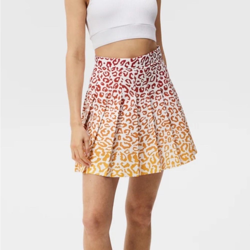 NWT J. Lindeberg Adina, Leo print pleated mini skirt